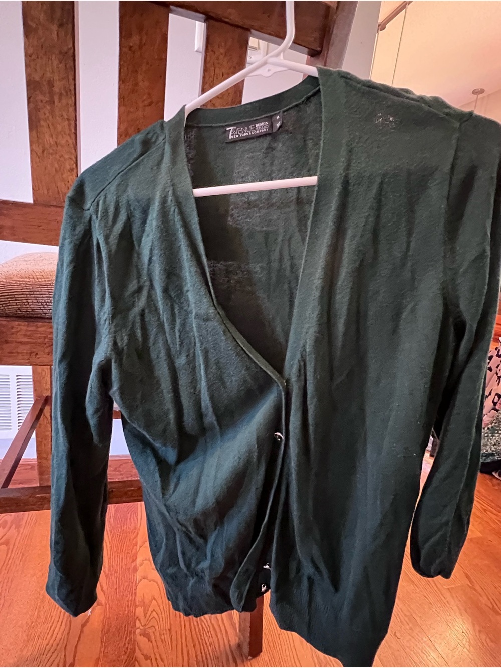 Zena Forest Green V-Neck Button-Front Cardigan